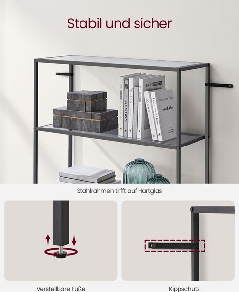 Biblioteca Negru Vasagle 80x30x177.3 cm