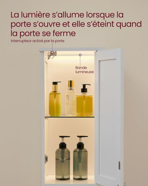 Dulap de baie Alb Vasagle 30x30x170 cm