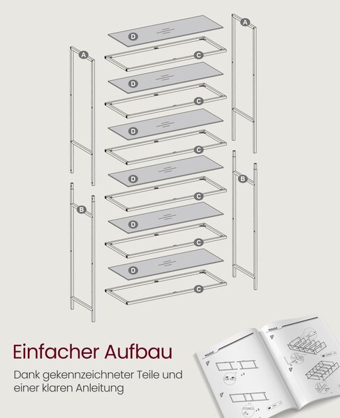 Biblioteca Negru Vasagle 80x30x177.3 cm