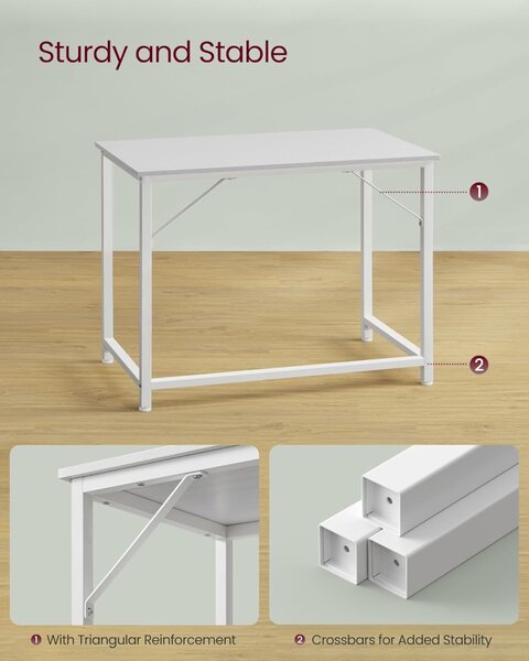 Birou Alb Vasagle 101x50x75.5 cm