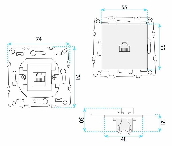 Priză RJ45 OSTE JNH010-S GREY
