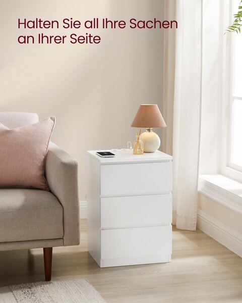 Set 2 noptiere Alb Vasagle 40x35x59 cm