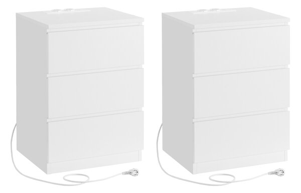 Set 2 noptiere Alb Vasagle 40x35x59 cm