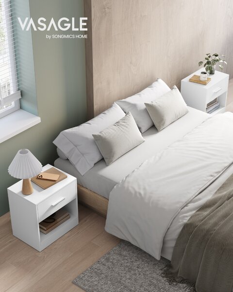 Set 2 noptiere Alb Vasagle 39x27.6x41 cm