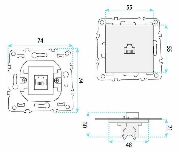 Priză RJ45 cu Ramă OSTE JNH010-S BLACK
