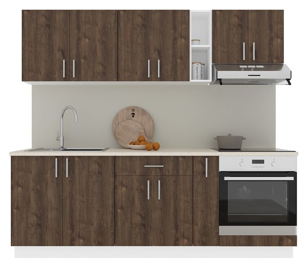 Set haaus V14, Stejar Bronz/Alb, Blat Thermo 28 mm, L 220 cm