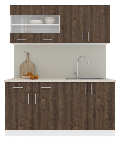 Set haaus V8, Stejar Bronz/Alb, Blat Thermo 28 mm, L 160 cm