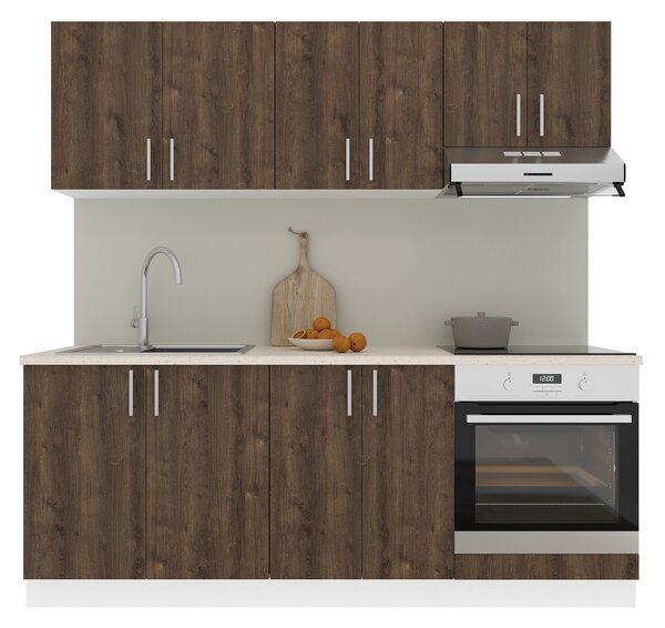 Set haaus V10, Stejar Bronz/Alb, Blat Thermo 28 mm, L 200 cm