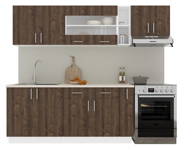 Set haaus V16, Stejar Bronz/Alb, Blat Thermo 28 mm, L 240 cm