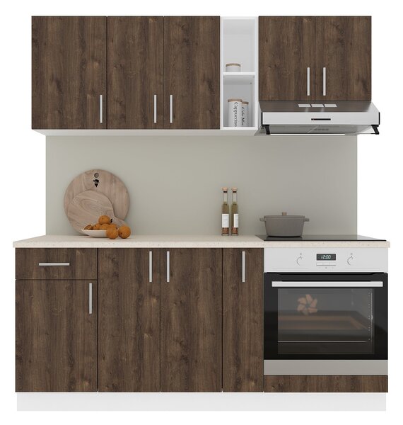 Set haaus V9, Stejar Bronz/Alb, Blat Thermo 28 mm, L 180 cm