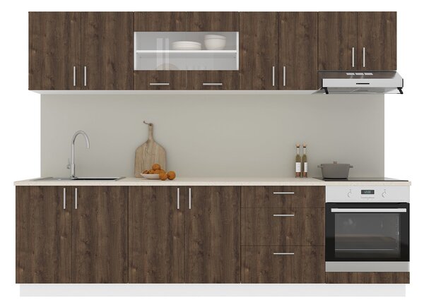 Set haaus V22, Stejar Bronz/Alb, Blat Thermo 28 mm, L 280 cm