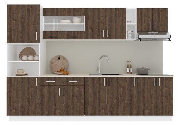 Set haaus V26, Stejar Bronz/Alb, Blat Thermo 28 mm, L 300 cm