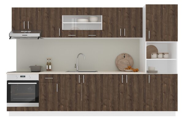 Set haaus V30, Stejar Bronz/Alb, Blat Thermo 28 mm, L 320 cm