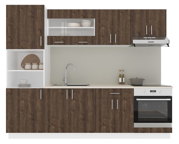 Set haaus V20, Stejar Bronz/Alb, Blat Thermo 28 mm, L 260 cm