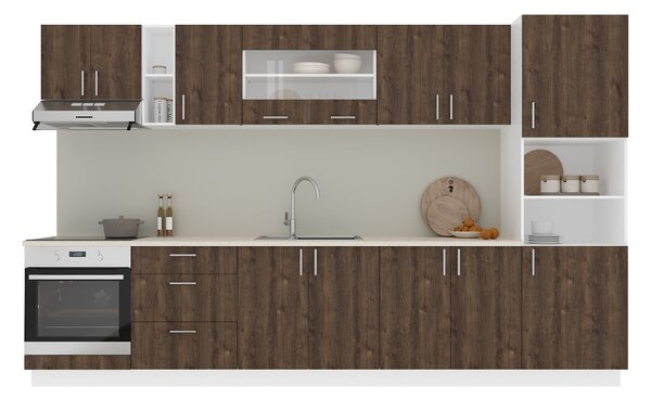 Set haaus V31, Stejar Bronz/Alb, Blat Thermo 28 mm, L 340 cm
