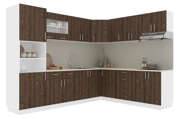 Set haaus V36, Stejar Bronz/Alb, Blat Thermo 28 mm, L 280 x 220 cm