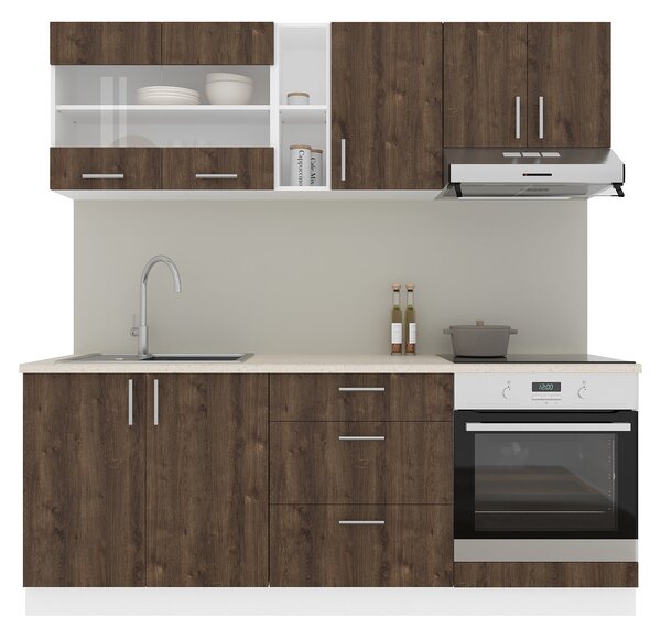 Set haaus V12, Stejar Bronz/Alb, Blat Thermo 28 mm, L 200 cm