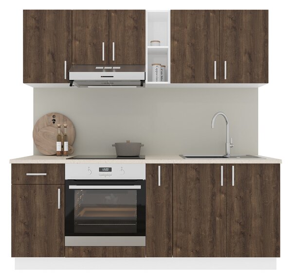 Set haaus V11, Stejar Bronz/Alb, Blat Thermo 28 mm, L 200 cm