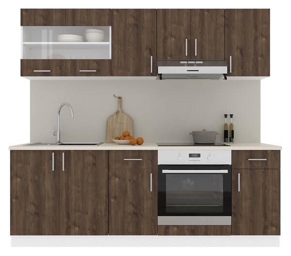 Set haaus V13, Stejar Bronz/Alb, Blat Thermo 28 mm, L 220 cm