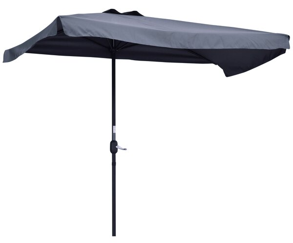 Outsunny Umbrelă Compactă Semicirculară cu Manivelă, Ideală pentru Spații Mici, 230x130x249cm, Gri | Aosom Romania