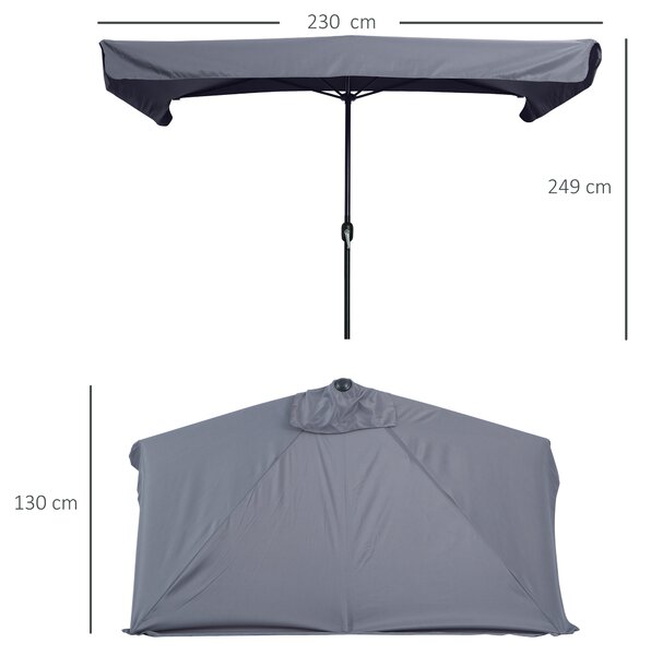 Outsunny Umbrelă Compactă Semicirculară cu Manivelă, Ideală pentru Spații Mici, 230x130x249cm, Gri | Aosom Romania
