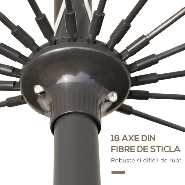 Outsunny Umbrelă de Grădină sau Terasă, Reglabilă cu Manivelă, Crem Alb, Ф255cm | Aosom Romania