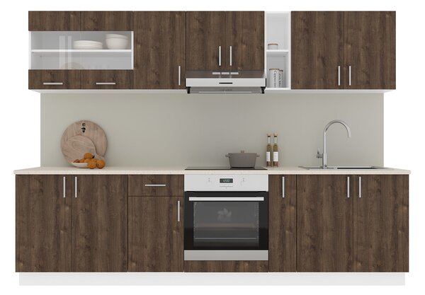 Set haaus V21, Stejar Bronz/Alb, Blat Thermo 28 mm, L 280 cm