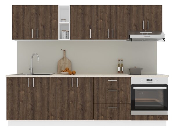 Set haaus V18, Stejar Bronz/Alb, Blat Thermo 28 mm, L 260 cm