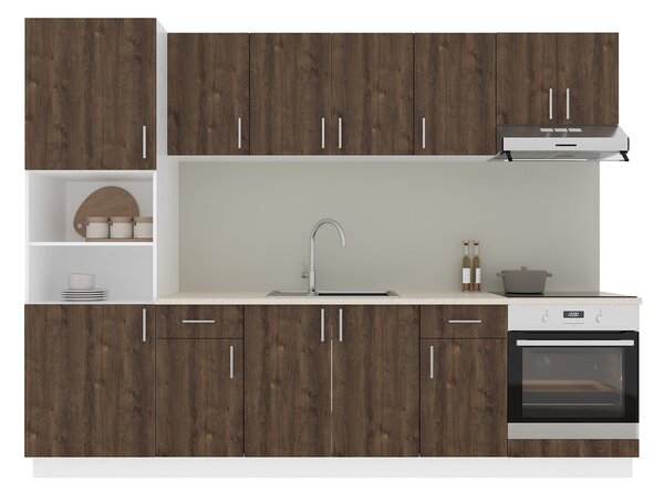 Set haaus V24, Stejar Bronz/Alb, Blat Thermo 28 mm, L 280 cm