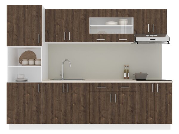 Set haaus V23, Stejar Bronz/Alb, Blat Thermo 28 mm, L 280 cm