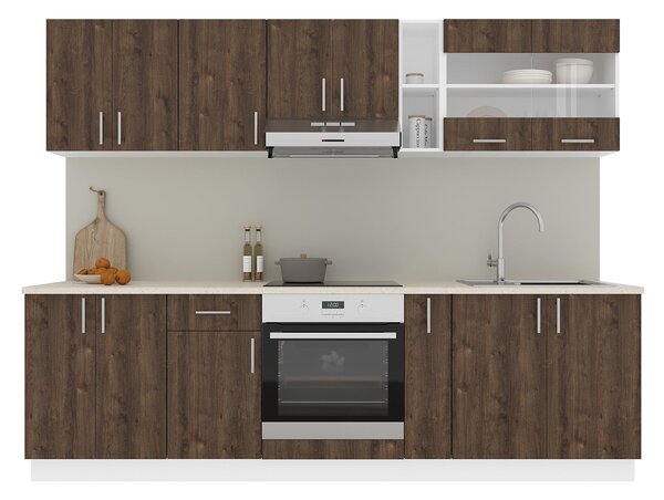 Set haaus V19, Stejar Bronz/Alb, Blat Thermo 28 mm, L 260 cm