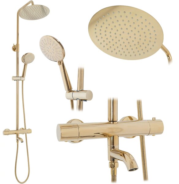 Set de dus cu termostat Lungo Gold Auriu