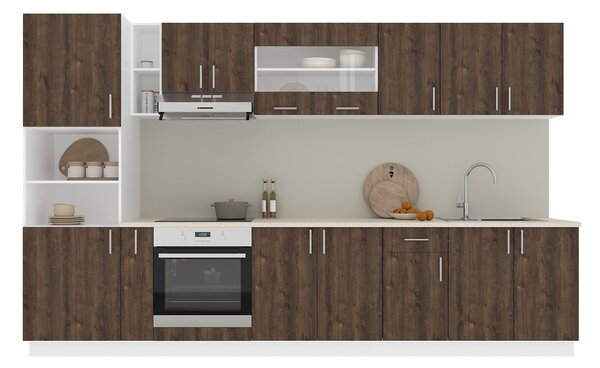 Set haaus V33, Stejar Bronz/Alb, Blat Thermo 28 mm, L 340 cm