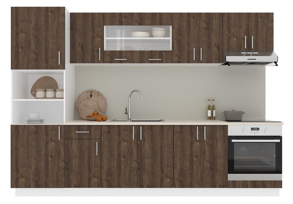 Set haaus V27, Stejar Bronz/Alb, Blat Thermo 28 mm, L 300 cm