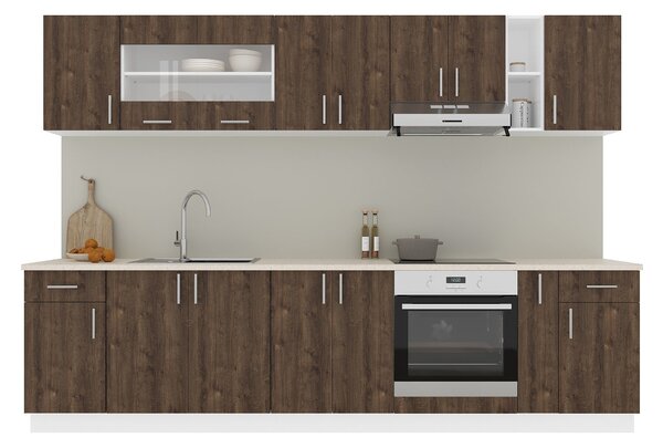 Set haaus V25, Stejar Bronz/Alb, Blat Thermo 28 mm, L 300 cm