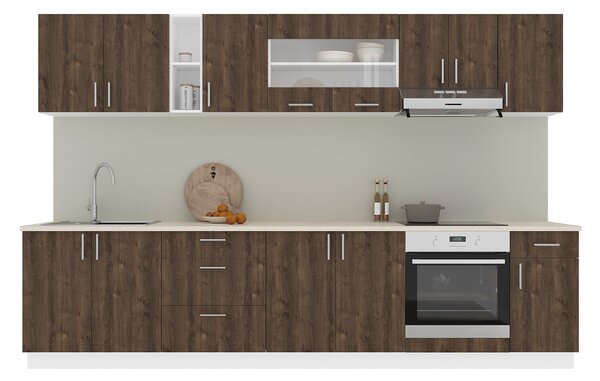 Set haaus V28, Stejar Bronz/Alb, Blat Thermo 28 mm, L 320 cm