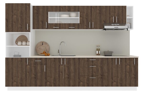 Set haaus V29, Stejar Bronz/Alb, Blat Thermo 28 mm, L 320 cm