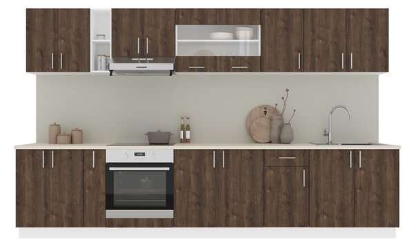 Set haaus V32, Stejar Bronz/Alb, Blat Thermo 28 mm, L 340 cm