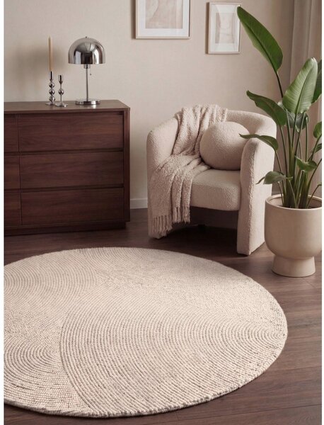 Covor în culoare naturală deschisă țesut manual rotund din lână ø 120 cm Calmio – Hanse Home