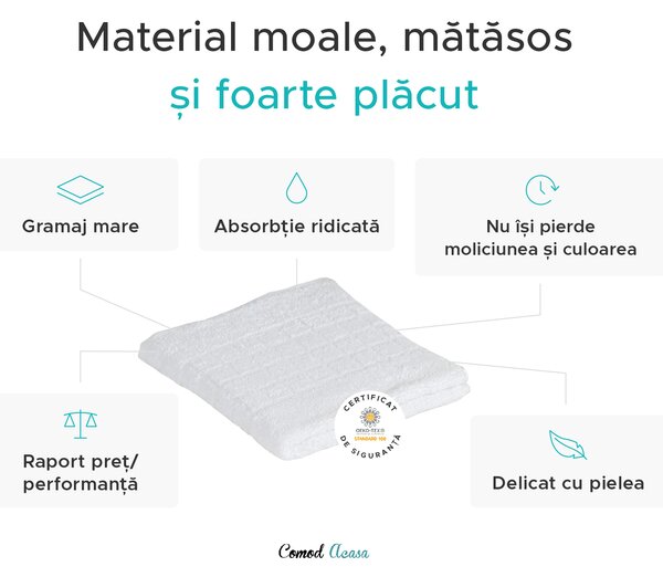 Prosop SOFT 70 x140 cm alb, 100% bumbac