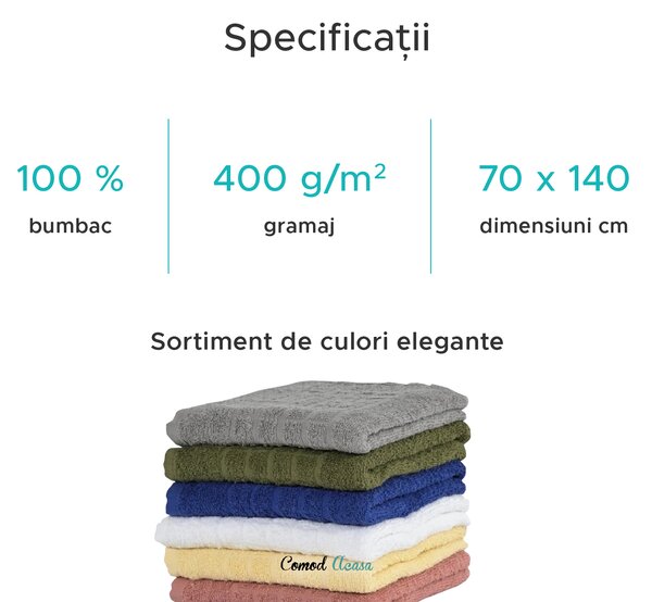 Prosop SOFT 70 x140 cm alb, 100% bumbac