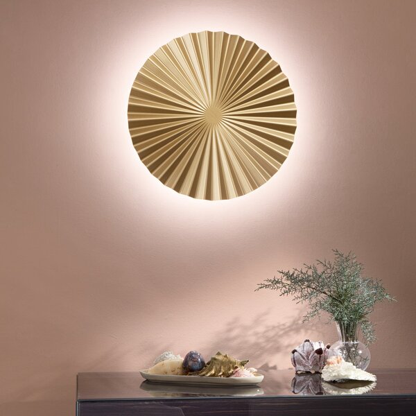 Luce Ambiente Design Aplică de perete cu LED Anadara, aurie, Ø 50 cm, metal, CCT, Auriu / Alamă, Camera de zi / sufragerie, Aluminiu
