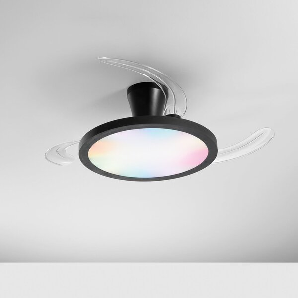 INTEC Ventilator de tavan cu LED Condor, negru, Ø 106 cm, CCT RGB, silențios, reglabil, Negru, Camera de zi / sufragerie, Plastic, Modern