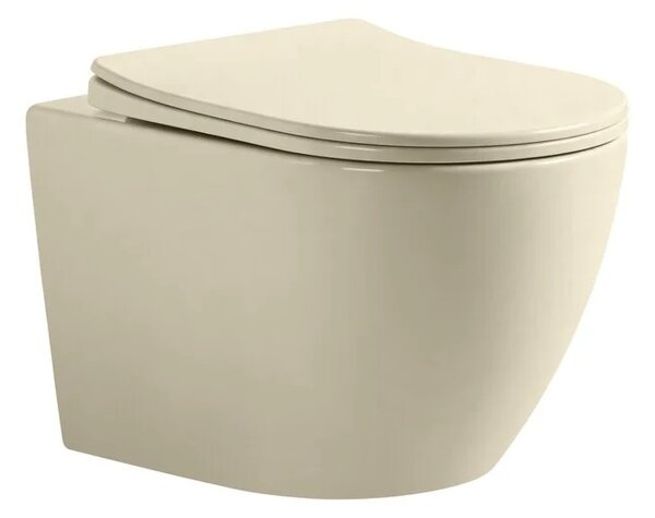 Set complet vas WC suspendat, Fluminia Ricci Tornado Flush cappuccino cu rezervor Alca si clapeta albaa