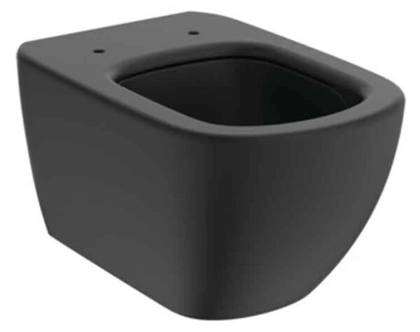 Set complet vas WC suspendat Ideal Standard Tesi, cu spalare Aquablade, negru mat rezervor si clapeta neagra