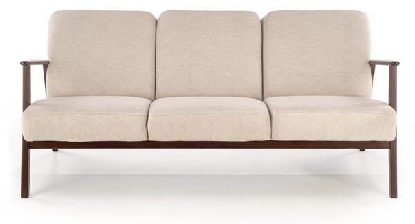 Canapea Houston 2117, Numărul de locuri: 3, Bej, Nuc închis, 175x77x77cm, 34.5 kg, Tapiterie, Picioare: Lemn, Lemn: Fag
