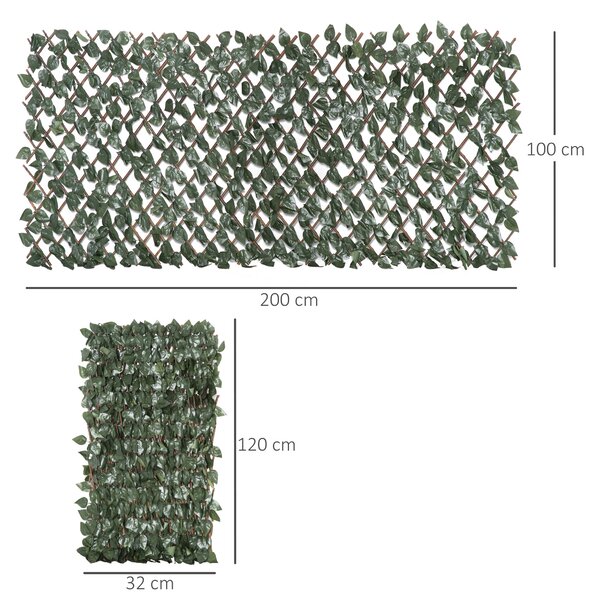 Outsunny Panouri Decorative cu Plante Artificiale, Ecran Expandabil pentru Intimitate, Ideal pentru Balcon/Verandă, 8 Piese, Verde | Aosom Romania