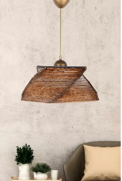 Lustra CARRE, maro/auriu, lemn/metal, 36x65 cm