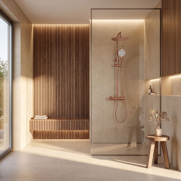 Coloana de dus cu termostat Drop Brush Copper