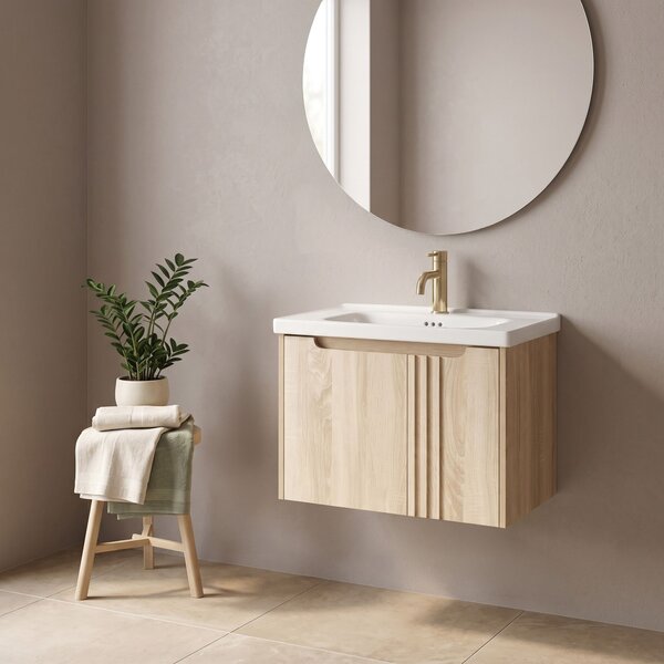 Dulap baie cu lavoar Rea Rivo DB86-60L-3 Light 60cm
